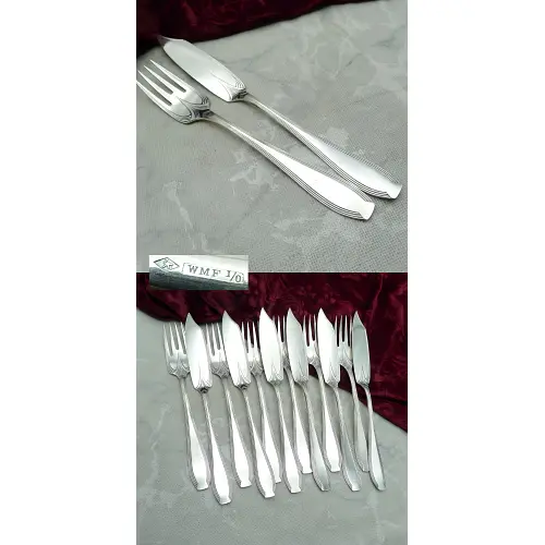 WMF 82/300 Jugendstil Fischbesteck 6 Personen versilbert WMF 82/300 Jugendstil Fischbesteck 6 Personen versilbert