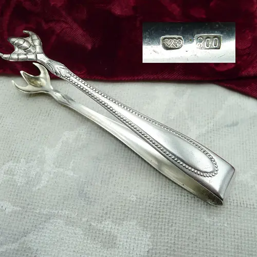 Zuckerzange Perlrand 800 Silber