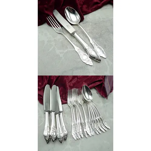 Wilkens Ostfriesenmuster Tafelbesteck 6 Personen 90 versilbert Wilkens Ostfriesenmuster Tafelbesteck 6 Personen 90 versilbert