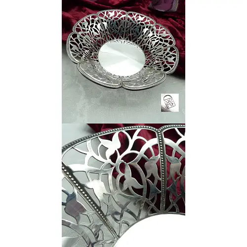 WMF Konfektschale groß durchbrochen Perlrand versilbert WMF Konfektschale groß durchbrochen Perlrand versilbert