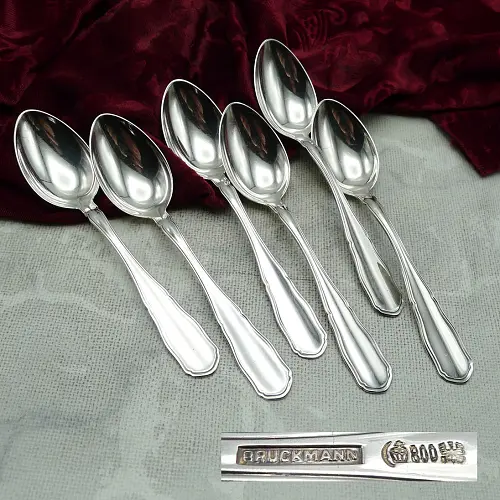 Bruckmann 570 sächs. Hofmuster 6 Kaffeelöffel 14,4cm 800 Silber