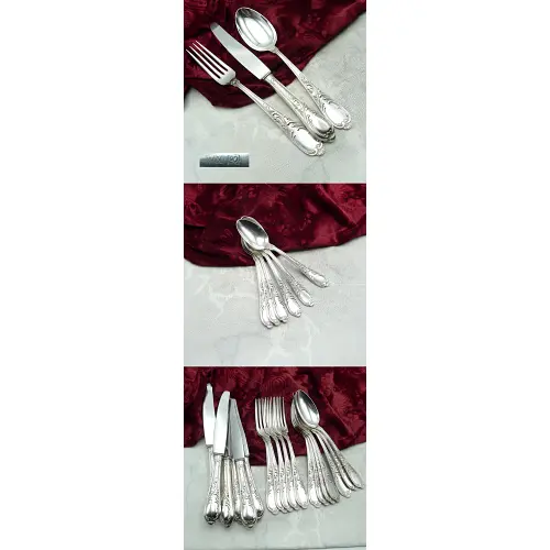 Rokoko 6 Personen Silberbesteck 24 tlg 90 versilbert Rokoko 6 Personen Silberbesteck 24 tlg 90 versilbert