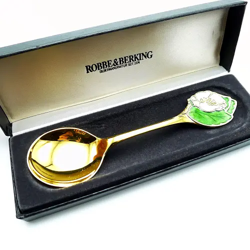 Robbe & Berking Jahreslöffel 1986 Wildrose 925 Silber vergoldet Robbe & Berking Jahreslöffel 1986 Wildrose 925 Silber vergoldet