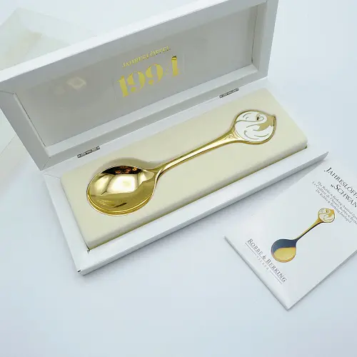Robbe & Berking Jahreslöffel 1994 Schwan 925 Silber vergoldet