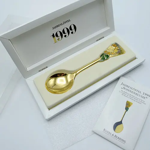 Robbe & Berking Jahreslöffel 1999 Sonnenblume 925 Silber vergoldet