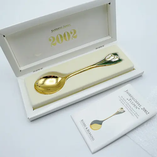 Robbe & Berking Jahreslöffel 2002 Tulpen 925 Silber vergoldet Robbe & Berking Jahreslöffel 2002 Tulpen 925 Silber vergoldet