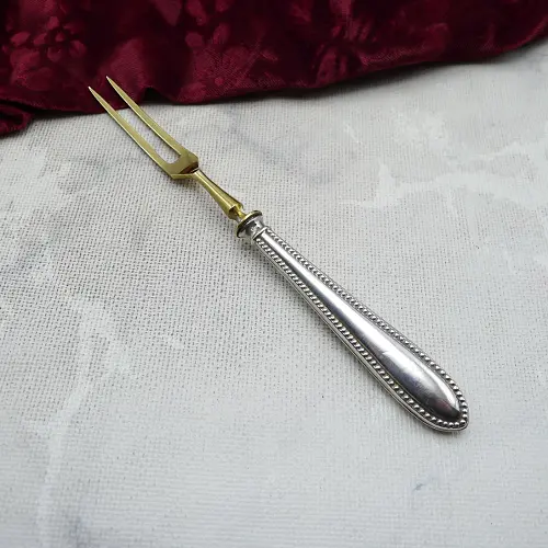 Fleischgabel Perlrand mit Heftgriff JB 800 Silber