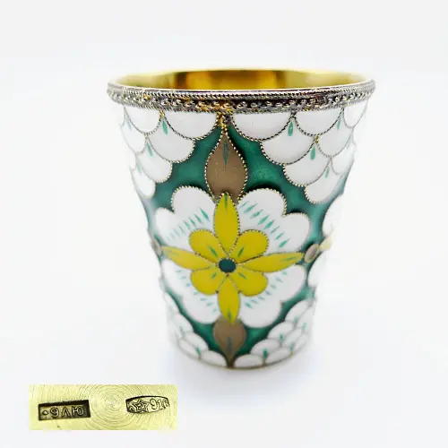 Russischer Wodkabecher 916 Silber mit Cloisonné Emaille Russischer Wodkabecher 916 Silber mit Cloisonné Emaille