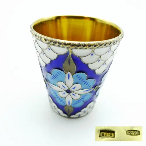 Russischer Wodkabecher 916 Silber mit Cloisonné Emaille Russischer Wodkabecher 916 Silber mit Cloisonné Emaille