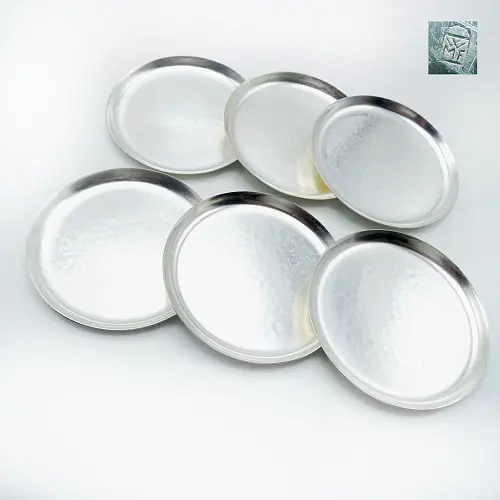 WMF Art Deco 6 Untersetzer Hammerschlag versilbert WMF Art Deco 6 Untersetzer Hammerschlag versilbert