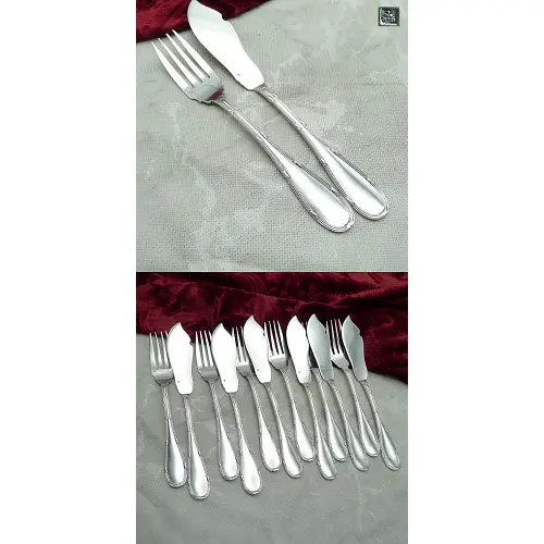 Fischbesteck Kreuzband Ravinet D'Enfert 6 Personen versilbert Fischbesteck Kreuzband Ravinet D'Enfert 6 Personen versilbert