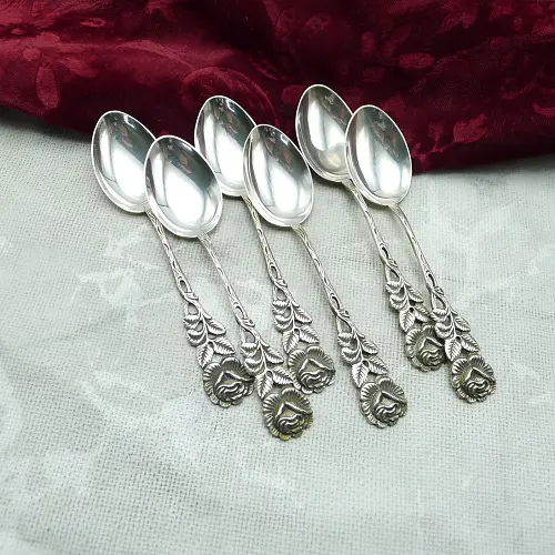 Hildesheimer Rose 6 Kaffeelöffel Antiko 800 Silber Hildesheimer Rose 6 Kaffeelöffel Antiko 800 Silber