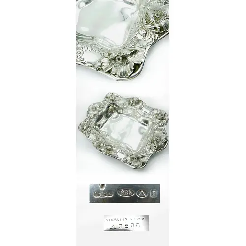 Große antike Jugendstil Servierschale – Gorham Poppy A3586 – 555g 925 Sterling Silber