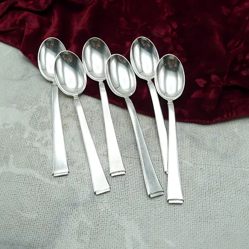 WMF 2500 Art Deco 6 Teelöffel 12,2cm 90 versilbert