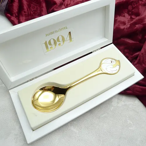 Robbe & Berking Jahreslöffel 1994 Schwan 925 Silber vergoldet
