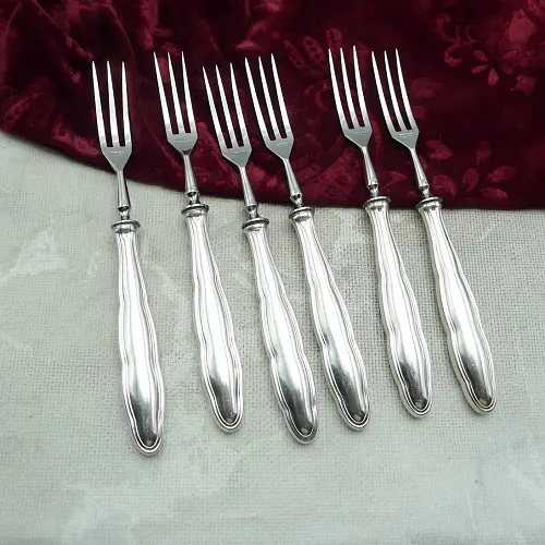 WMF 1500 Chippendale 6 Obstgabeln Heftgriffe 15,9cm 90 versilbert