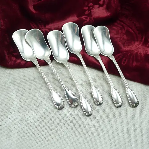 Christofle Augsburger Faden 6 Eislöffel 11,3cm versilbert Christofle Augsburger Faden 6 Eislöffel 11,3cm versilbert