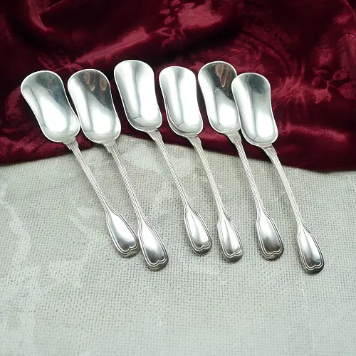 Christofle Augsburger Faden 6 Eislöffel 11,3cm versilbert Christofle Augsburger Faden 6 Eislöffel 11,3cm versilbert