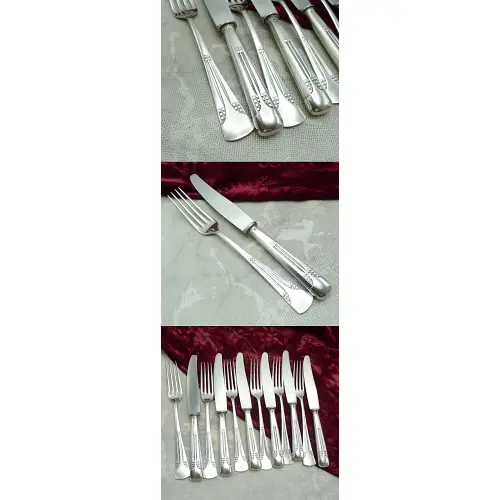 WMF 34 Würfel Jugendstil Dessertbesteck 6 Personen versilbert