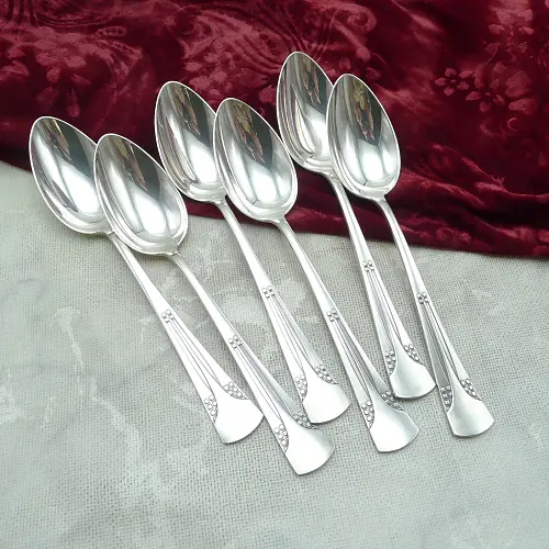 WMF 34 Würfel Jugendstil 6 Dessertlöffel 18,3cm versilbert