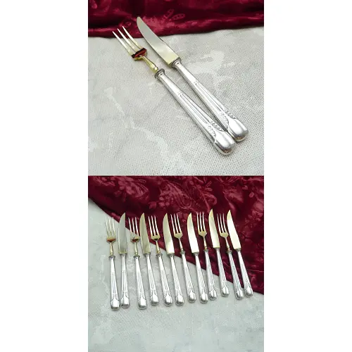 WMF 34 Würfel Jugendstil Obstbesteck 6 Personen versilbert