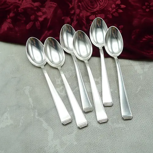 OKA 131 Art Deco 6 Kaffeelöffel 13,8cm 90 versilbert