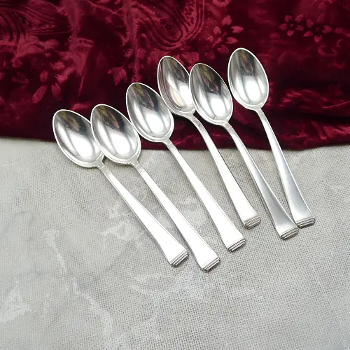 OKA 131 Art Deco 6 Kaffeelöffel 13,8cm 90 versilbert