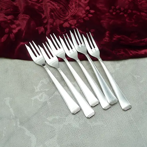 OKA 131 Art Deco 6 Kuchengabeln klein 90 versilbert