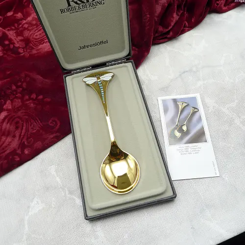 Robbe & Berking Jahreslöffel 1985 Libelle 925 Silber vergoldet