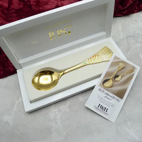 Robbe & Berking Jahreslöffel 1987 Ähren 925 Silber vergoldet
