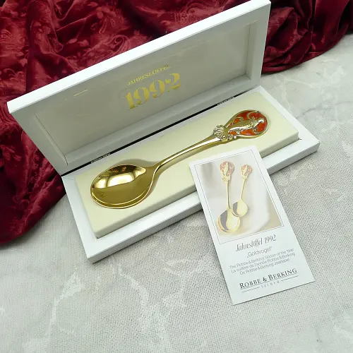 Robbe & Berking Jahreslöffel 1992 Goldvogel 925 Silber vergoldet