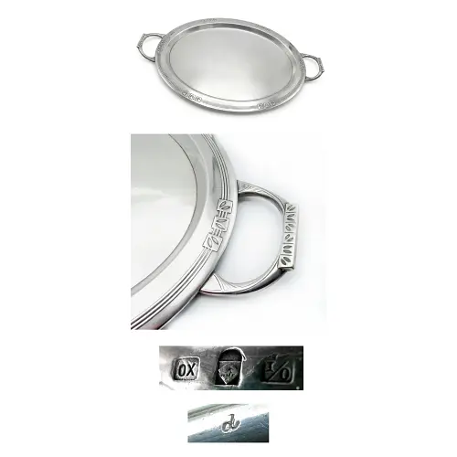 WMF Tablett mit Handhaben – Versilbert, Reformstil / Darmstädter Künstlerkolonie (51 cm)