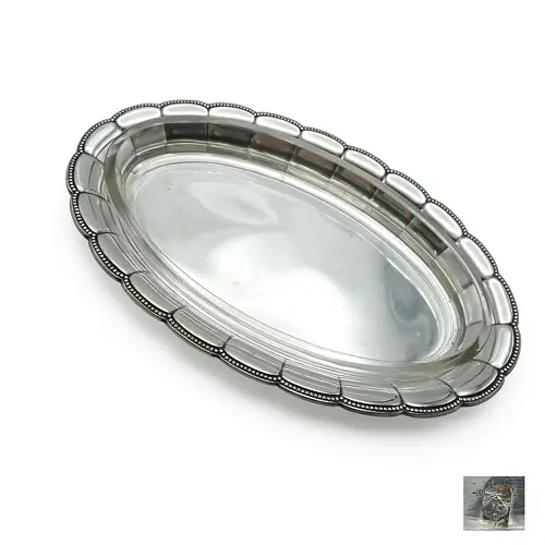 WMF 900 Fächer Tablett mit Glaseinsatz versilbert