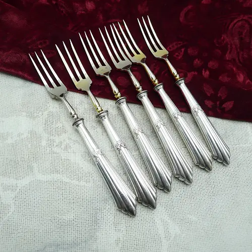 WMF 900 Fächer 6 Obstgabeln Heftgriffe 16,2cm versilbert