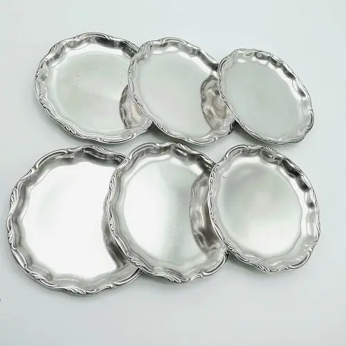 WMF 2200 6 Untersetzer Gläserteller groß versilbert