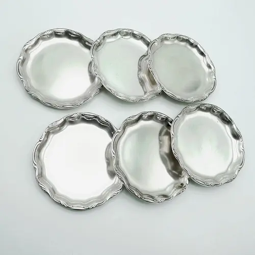 WMF 2200 6 Untersetzer Gläserteller groß versilbert