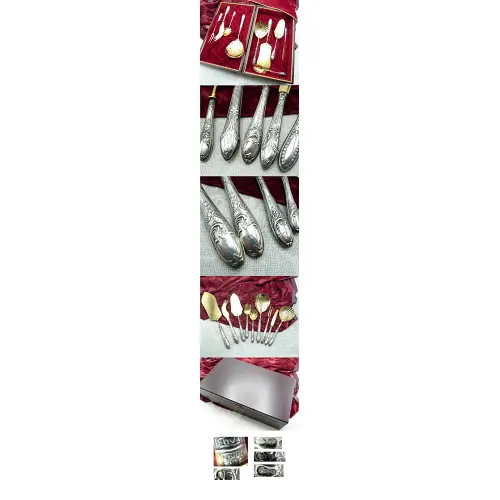 Estnisches Vorlegebesteck-Set im Etui – 875er Silber, vergoldet (bis 26,7 cm)