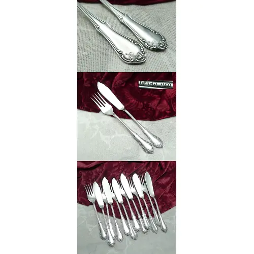 Neorokoko Fischbesteck 6 Personen 90 versilbert