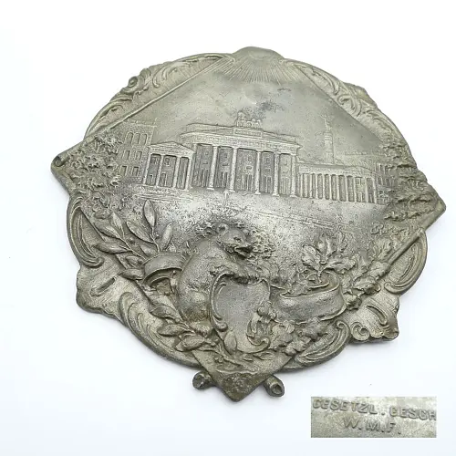 WMF Zierplakette "Berlin Brandenburger Tor & Bär" – Metall (15,3 cm)