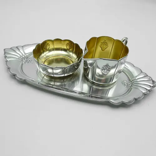 WMF Fächer Zucker & Milch Set versilbert