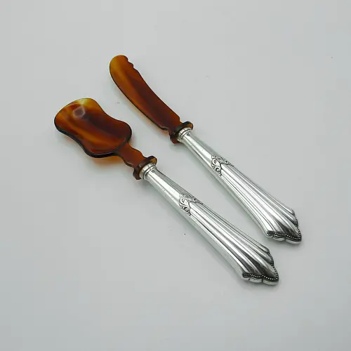 WMF 900 Fächer Butter und Käsemesser Hefte / Horn 90 versilbert