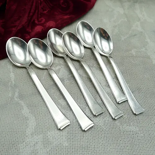 WMF 2500 Art Deco 6 Mokkalöffel 10,5cm 90 versilbert